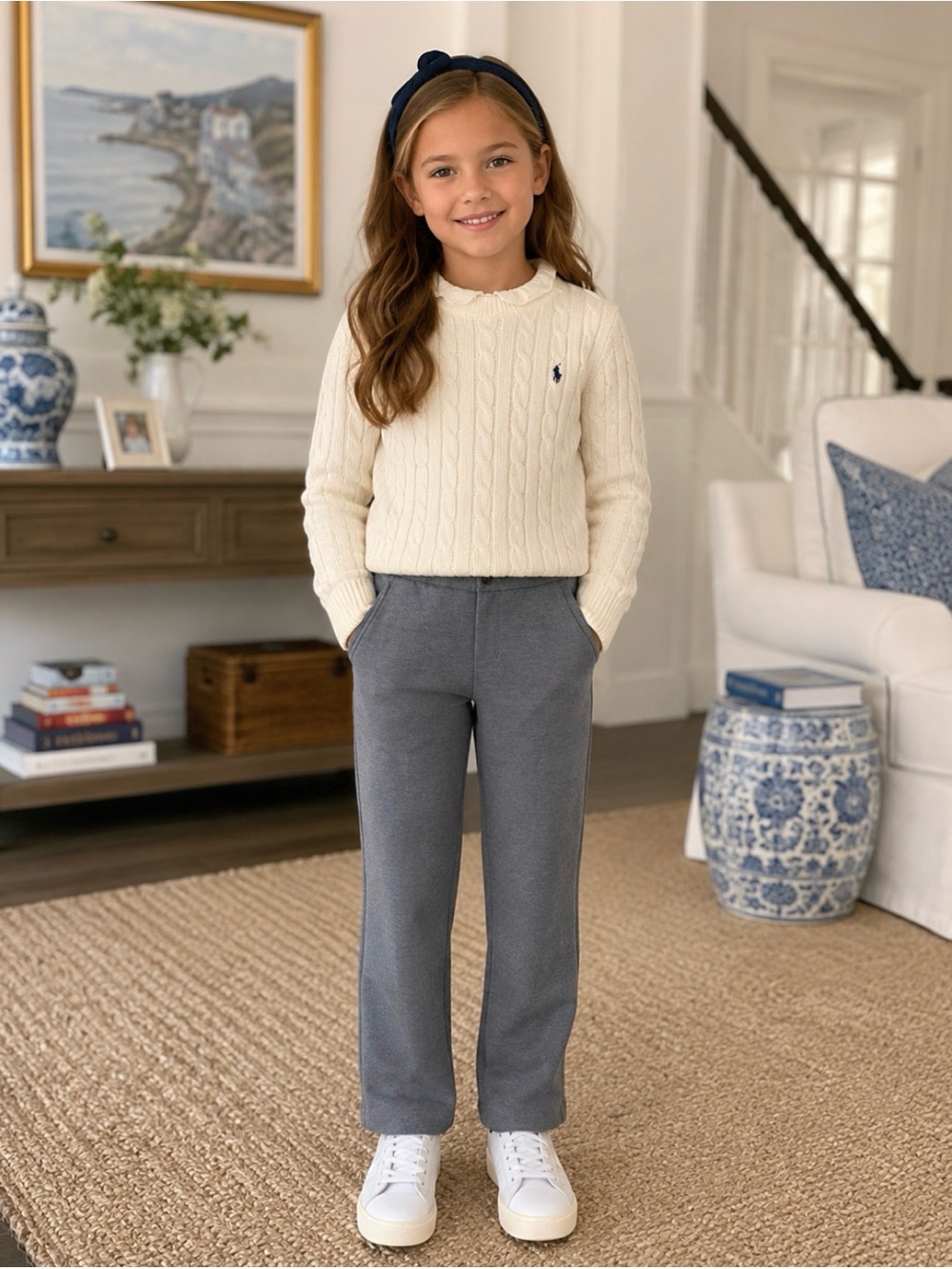 Lauren Ralph Lauren Girls Gray Knit Casual Preppy Pants
